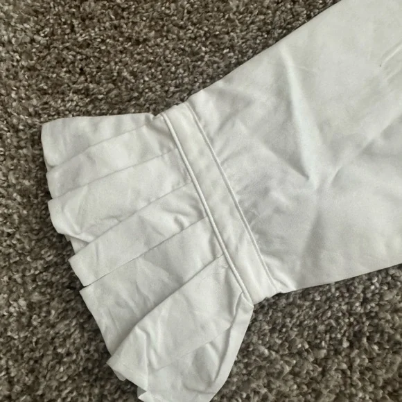 NWT Lauren Ralph Lauren Women’s White Button Down Shirt Ruffled Collar & Sleeves - Picture 9 of 10